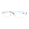 Rimless Rectangular 90s Elegant Metal Rim Sunglasses