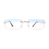 Rimless Rectangular 90s Elegant Metal Rim Sunglasses