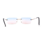 Rimless Rectangular 90s Elegant Metal Rim Sunglasses