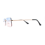 Rimless Rectangular 90s Elegant Metal Rim Sunglasses