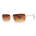 Rimless Rectangular 90s Elegant Metal Rim Sunglasses