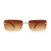 Rimless Rectangular 90s Elegant Metal Rim Sunglasses