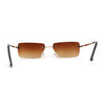 Rimless Rectangular 90s Elegant Metal Rim Sunglasses
