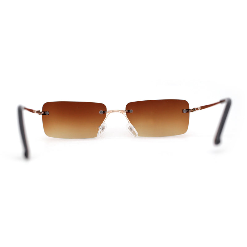 Rimless Rectangular 90s Elegant Metal Rim Sunglasses