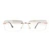 Rimless Rectangular 90s Elegant Metal Rim Sunglasses