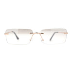 Rimless Rectangular 90s Elegant Metal Rim Sunglasses