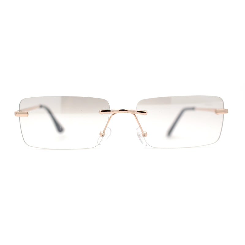 Rimless Rectangular 90s Elegant Metal Rim Sunglasses