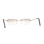 Rimless Rectangular 90s Elegant Metal Rim Sunglasses