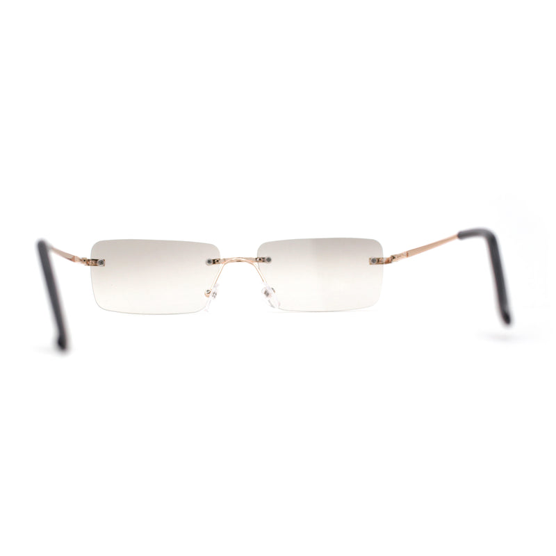 Rimless Rectangular 90s Elegant Metal Rim Sunglasses