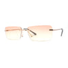 Rimless Rectangular 90s Elegant Metal Rim Sunglasses