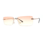 Rimless Rectangular 90s Elegant Metal Rim Sunglasses