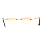 Rimless Rectangular 90s Elegant Metal Rim Sunglasses