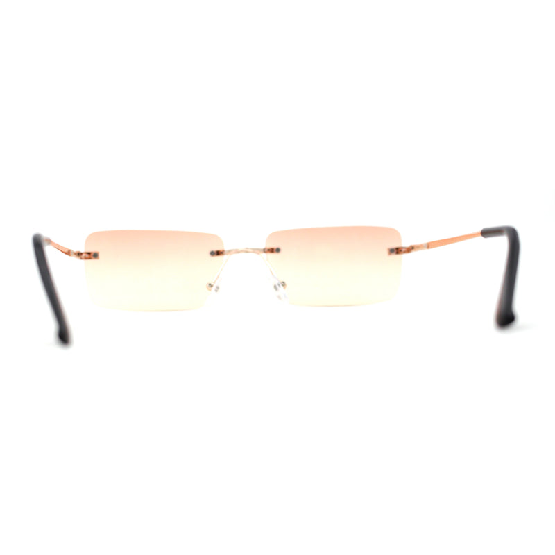 Rimless Rectangular 90s Elegant Metal Rim Sunglasses