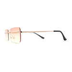 Rimless Rectangular 90s Elegant Metal Rim Sunglasses