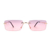 Rimless Rectangular 90s Elegant Metal Rim Sunglasses