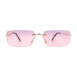 Rimless Rectangular 90s Elegant Metal Rim Sunglasses