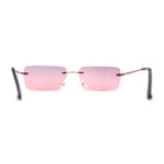 Rimless Rectangular 90s Elegant Metal Rim Sunglasses