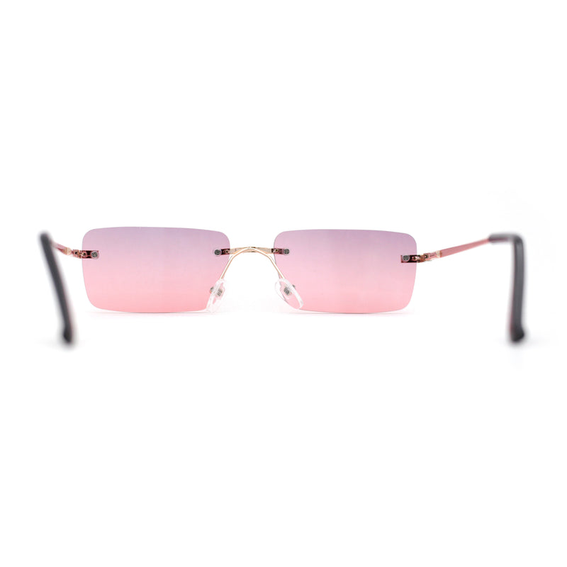 Rimless Rectangular 90s Elegant Metal Rim Sunglasses