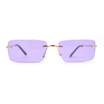Rimless Rectangular 90s Elegant Metal Rim Sunglasses