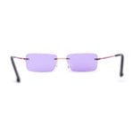 Rimless Rectangular 90s Elegant Metal Rim Sunglasses