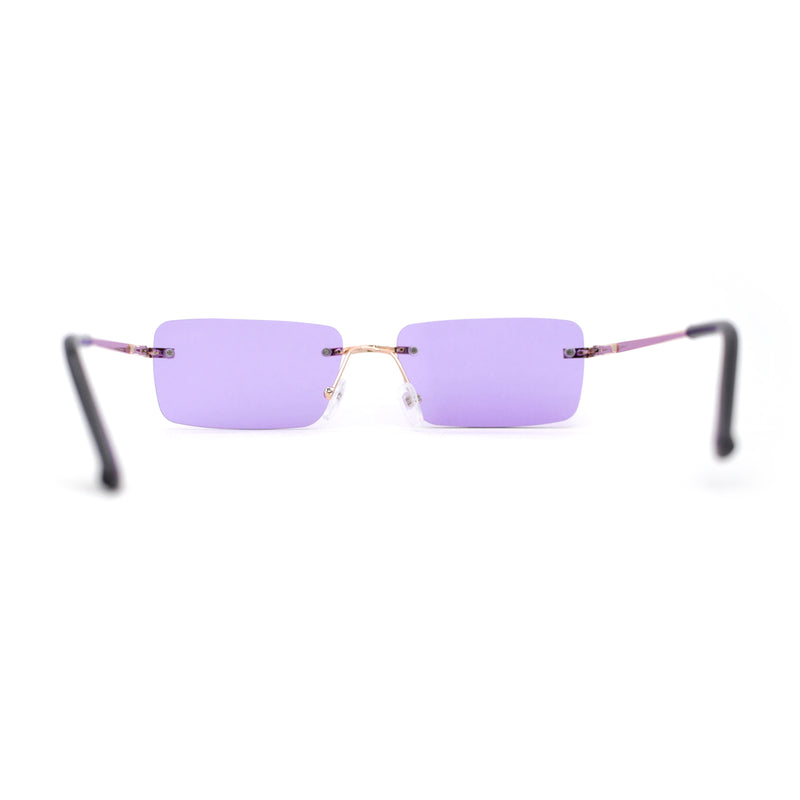 Rimless Rectangular 90s Elegant Metal Rim Sunglasses