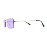 Rimless Rectangular 90s Elegant Metal Rim Sunglasses