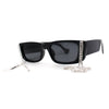 Rhinestone Tassel Jewel Chain Mod Rectangle Sunglasses