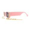 Rhinestone Tassel Jewel Chain Mod Rectangle Sunglasses