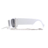 Rhinestone Tassel Jewel Chain Mod Rectangle Sunglasses