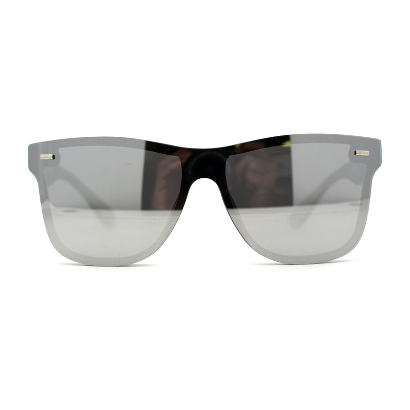 Kush Premium Mens Shield Horn Rim Mirror Lens Sunglasses