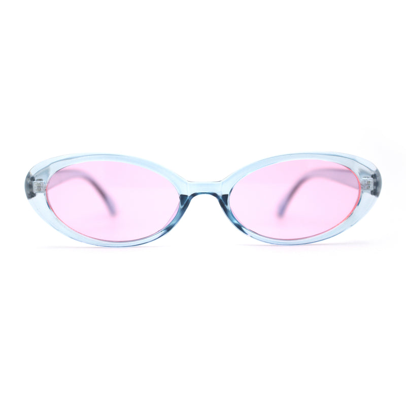 SA106 Womens Simple Classical Oval Thin Plastic Sunglasses