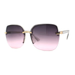 Womens Unique Half Rim Fashion Butterfly Chic Oversize Sunglasses