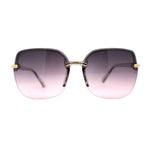 Womens Unique Half Rim Fashion Butterfly Chic Oversize Sunglasses