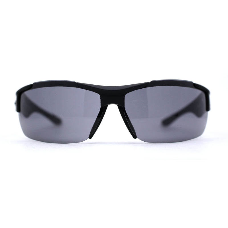 Xloop Mens Wrap Futuristic Half Rim Mirror Sport Sunglasses