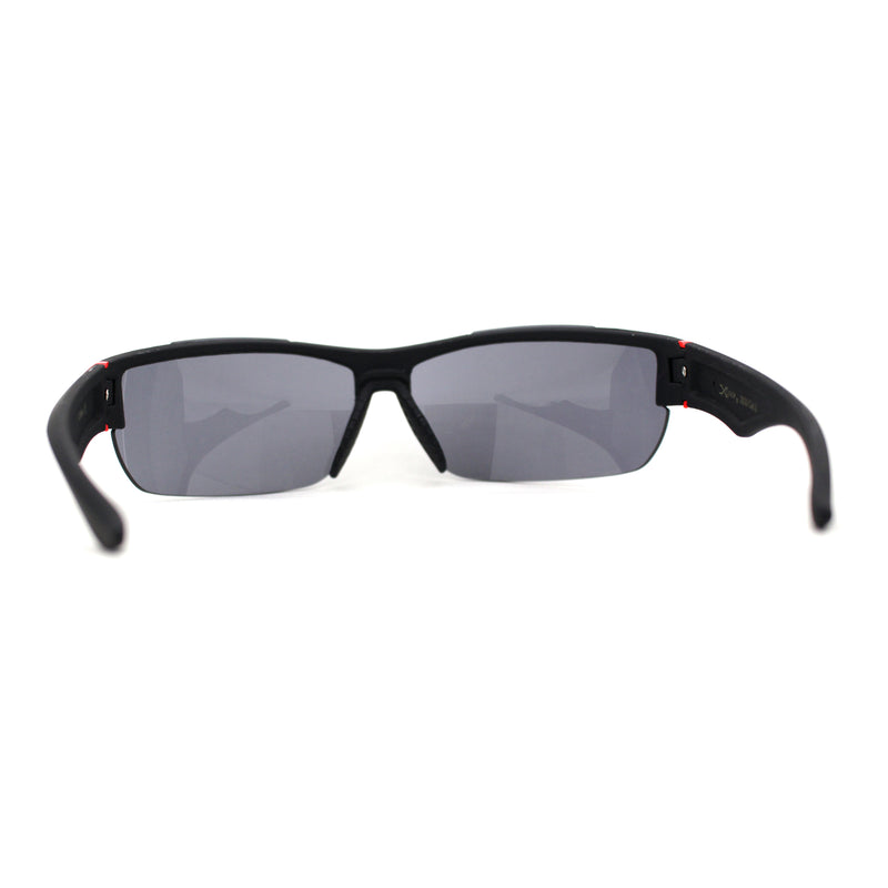 Xloop Mens Wrap Futuristic Half Rim Mirror Sport Sunglasses