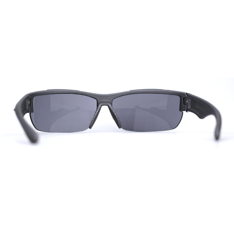 Xloop Mens Wrap Futuristic Half Rim Mirror Sport Sunglasses