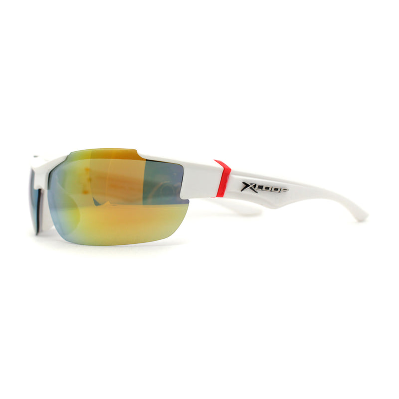 Xloop Mens Wrap Futuristic Half Rim Mirror Sport Sunglasses