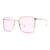 SA106 Womens 90s Metal Rim Large Rectangle Geeky Sunglasses