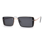 SA106 Mens Rimless Luxury Square Rectangle Ornate Metal Rim Sunglasses