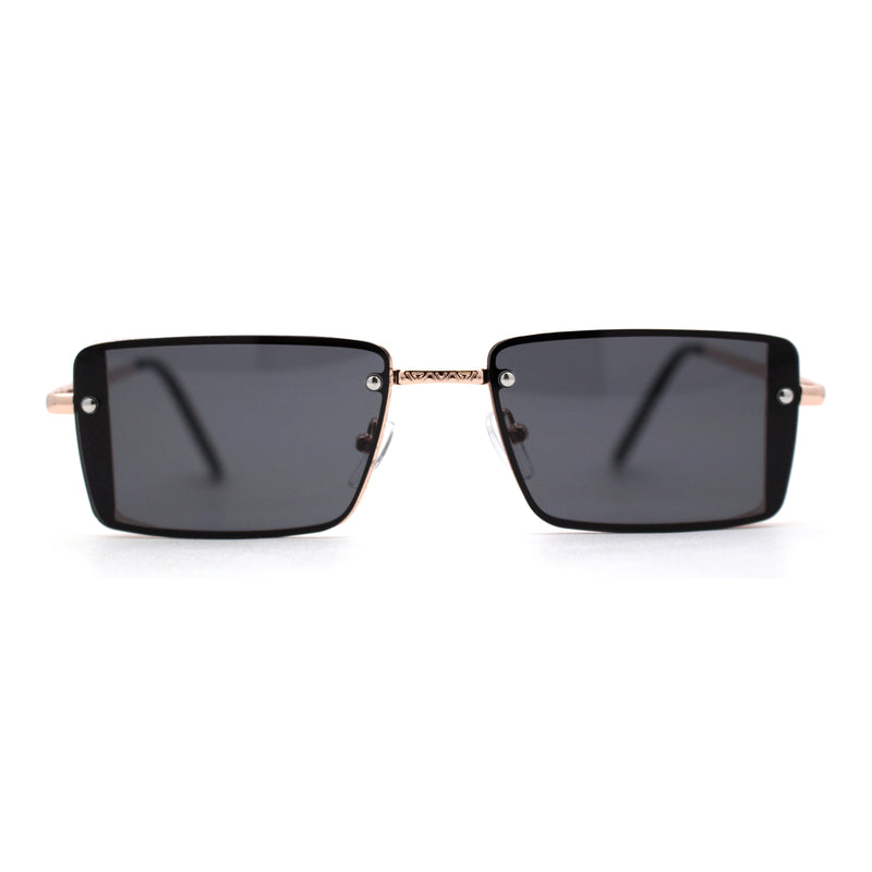 SA106 Mens Rimless Luxury Square Rectangle Ornate Metal Rim Sunglasses