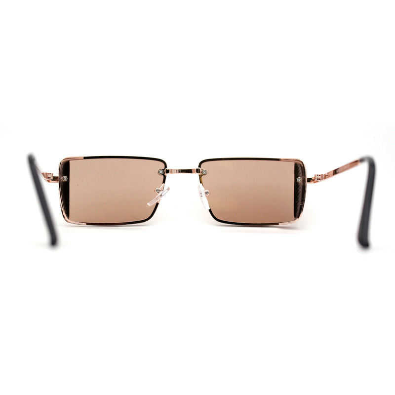SA106 Mens Rimless Luxury Square Rectangle Ornate Metal Rim Sunglasses