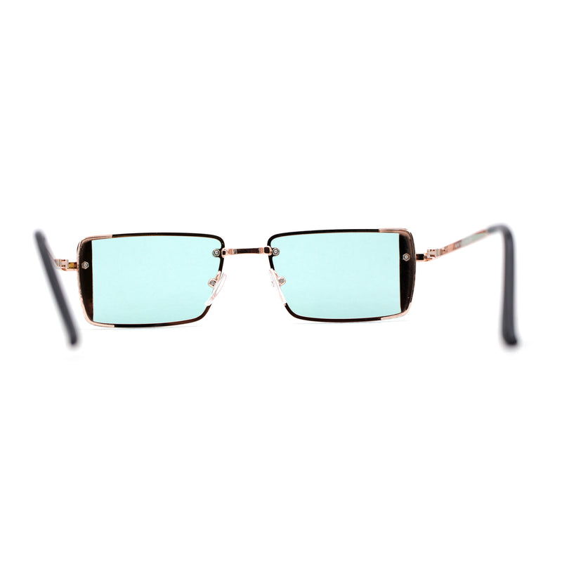 SA106 Mens Rimless Luxury Square Rectangle Ornate Metal Rim Sunglasses