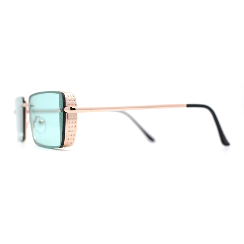 SA106 Mens Rimless Luxury Square Rectangle Ornate Metal Rim Sunglasses