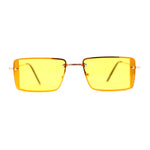 SA106 Mens Rimless Luxury Square Rectangle Ornate Metal Rim Sunglasses