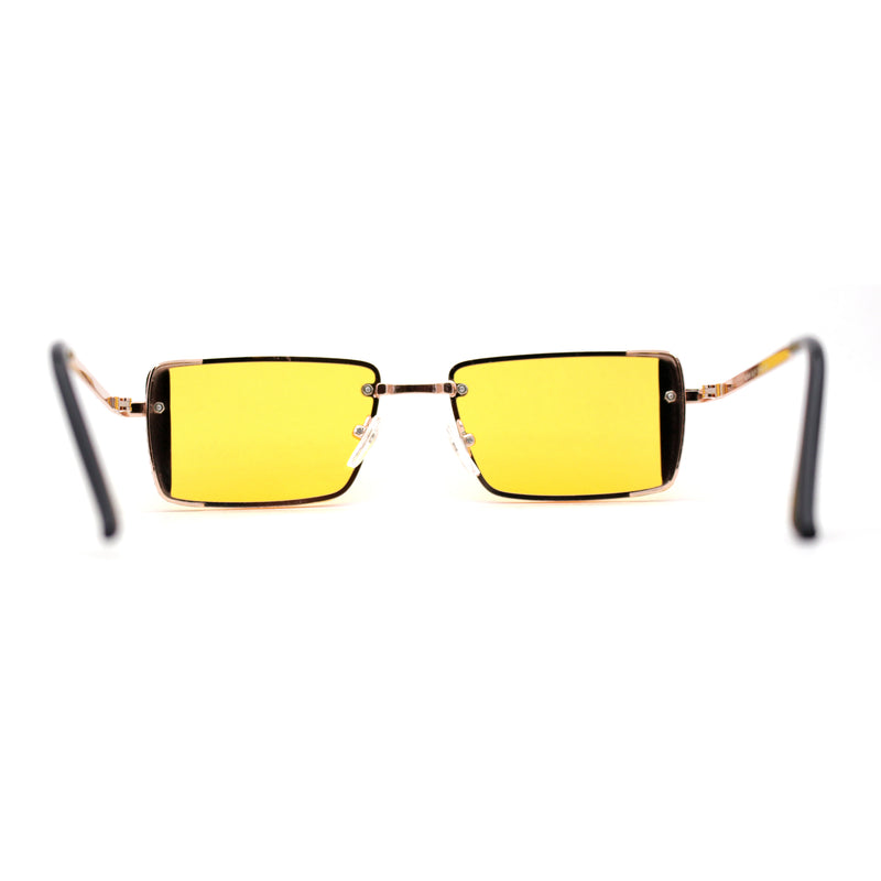 SA106 Mens Rimless Luxury Square Rectangle Ornate Metal Rim Sunglasses