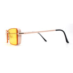 SA106 Mens Rimless Luxury Square Rectangle Ornate Metal Rim Sunglasses