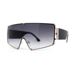 Luxury Oversized Squared Shield Rimless Mob Sunglasses