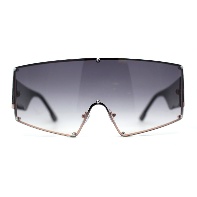 Luxury Oversized Squared Shield Rimless Mob Sunglasses