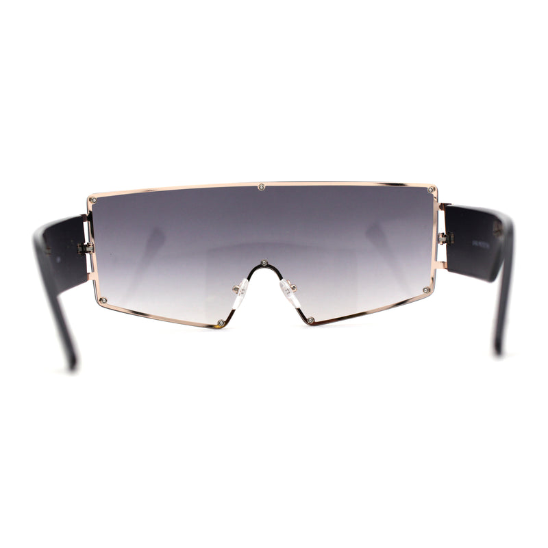 Luxury Oversized Squared Shield Rimless Mob Sunglasses