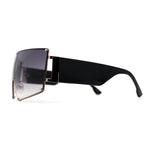 Luxury Oversized Squared Shield Rimless Mob Sunglasses